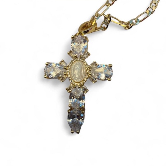 Elegant Gold and Silver Cross Pendant Necklace - Picture 1 of 4